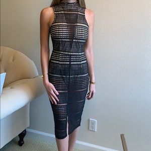 Black knit dress with nude underlay!